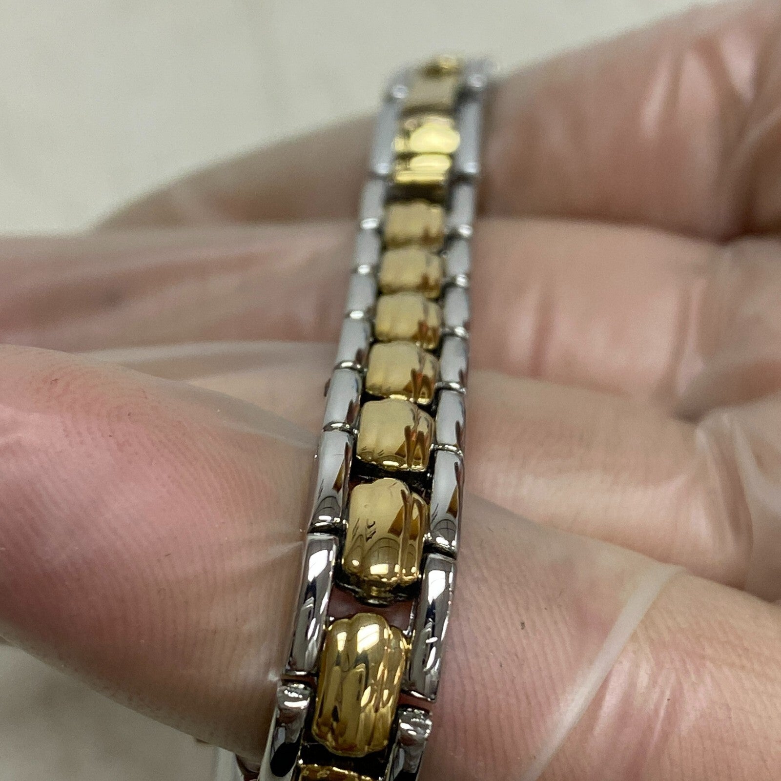 Armitron Women's Bracelet Watch Gold/Silver Band Crystals Bezel 75/3313TTG.