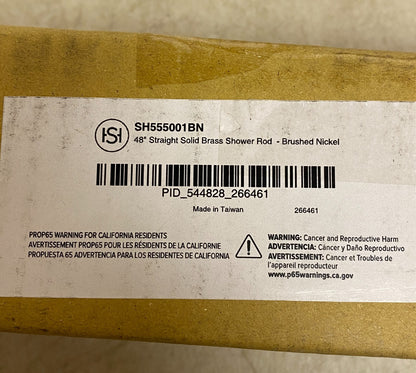 SIGNATURE HARDARE 48" STRAIGHT SOLID BRASS SHOWER ROD-BRUSHED NICKEL