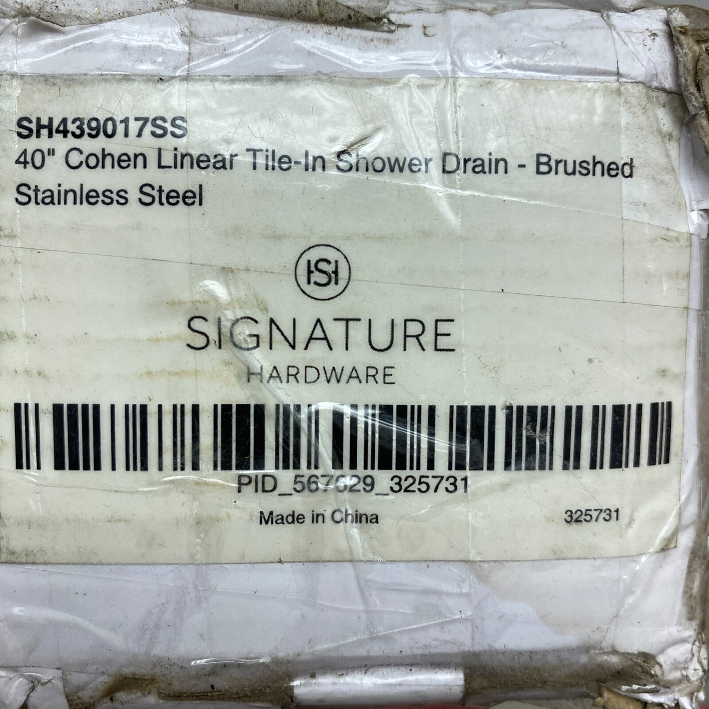 Signature Hardware 40" Cohen Linear Tile-In Shower Drain - Brushed Stainless....