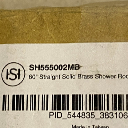 Signature Hardware 60" Straight Solid Brass Shower Rod - Matte Black