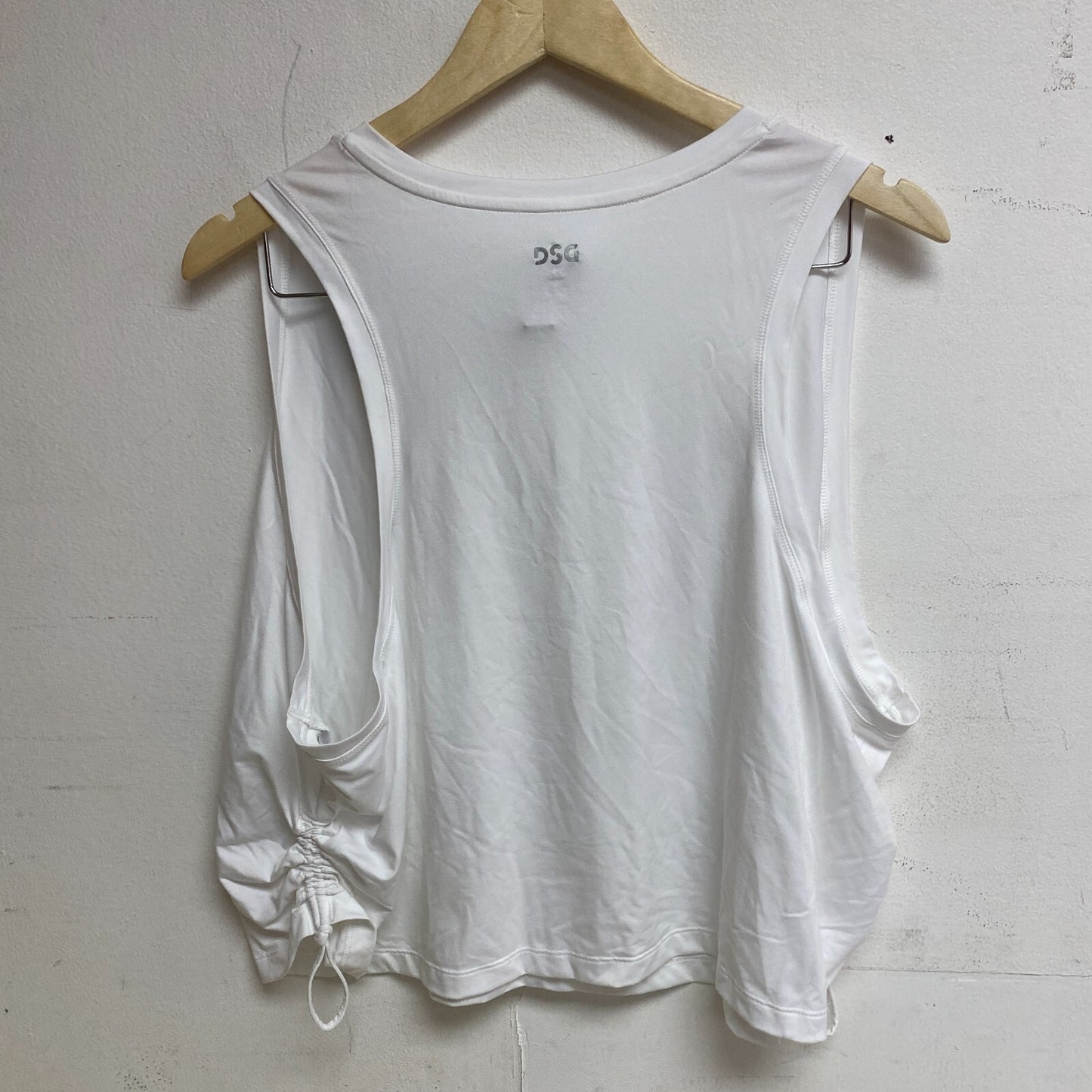 DSG Women's Side Rouched Tank Top Pure White DAW22309WP BRAND NEW