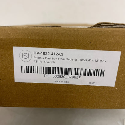 Signature Hardware Pasteur Cast Iron Floor Register Black 4" x 10"(5" x 11-1/8)