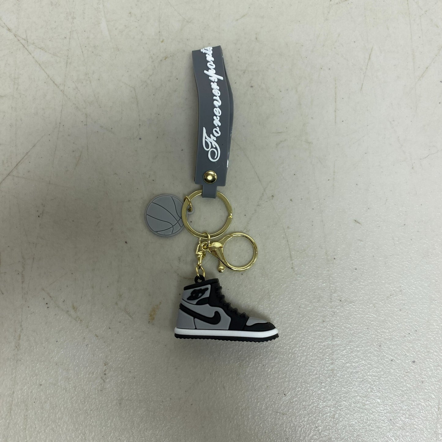 Assorted Silicone Air Jordan 1 Grey and Black Keychain Accessory