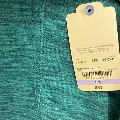 St. John's Bay Woman’s Funnel Neck Long Sleeve Sweatshirt Size PM Color Green