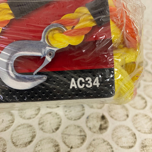Autocraft 14 ft Braided Tow Rope Strap w/ Hooks Orange/Yellow Model AC34