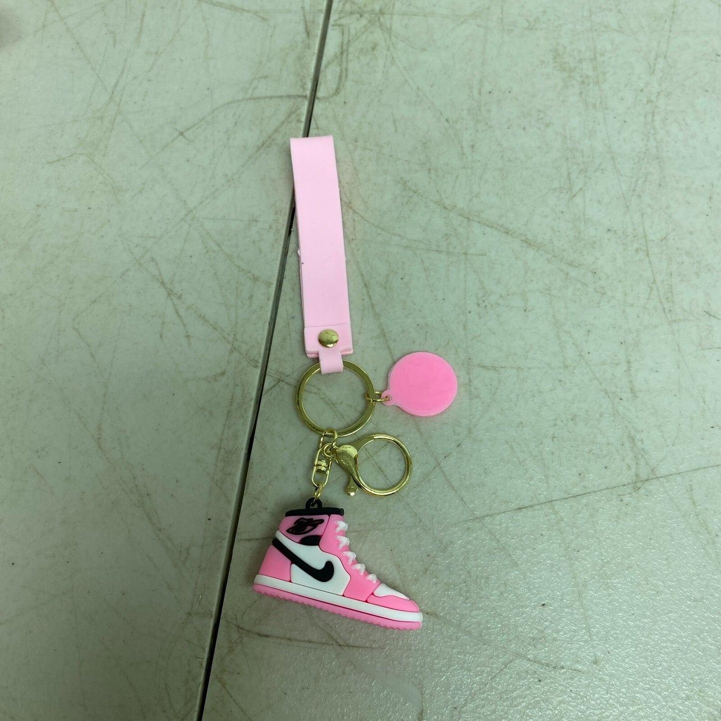 Assorted Silicone Air Jordan 1 Pink and White Keychain Accessory