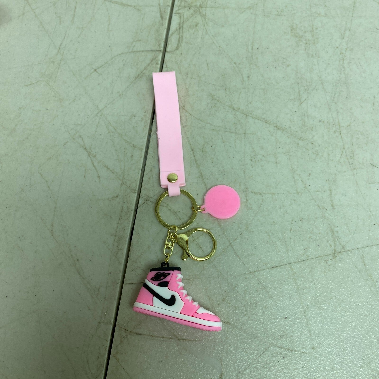 Assorted Silicone Air Jordan 1 Pink and White Keychain Accessory