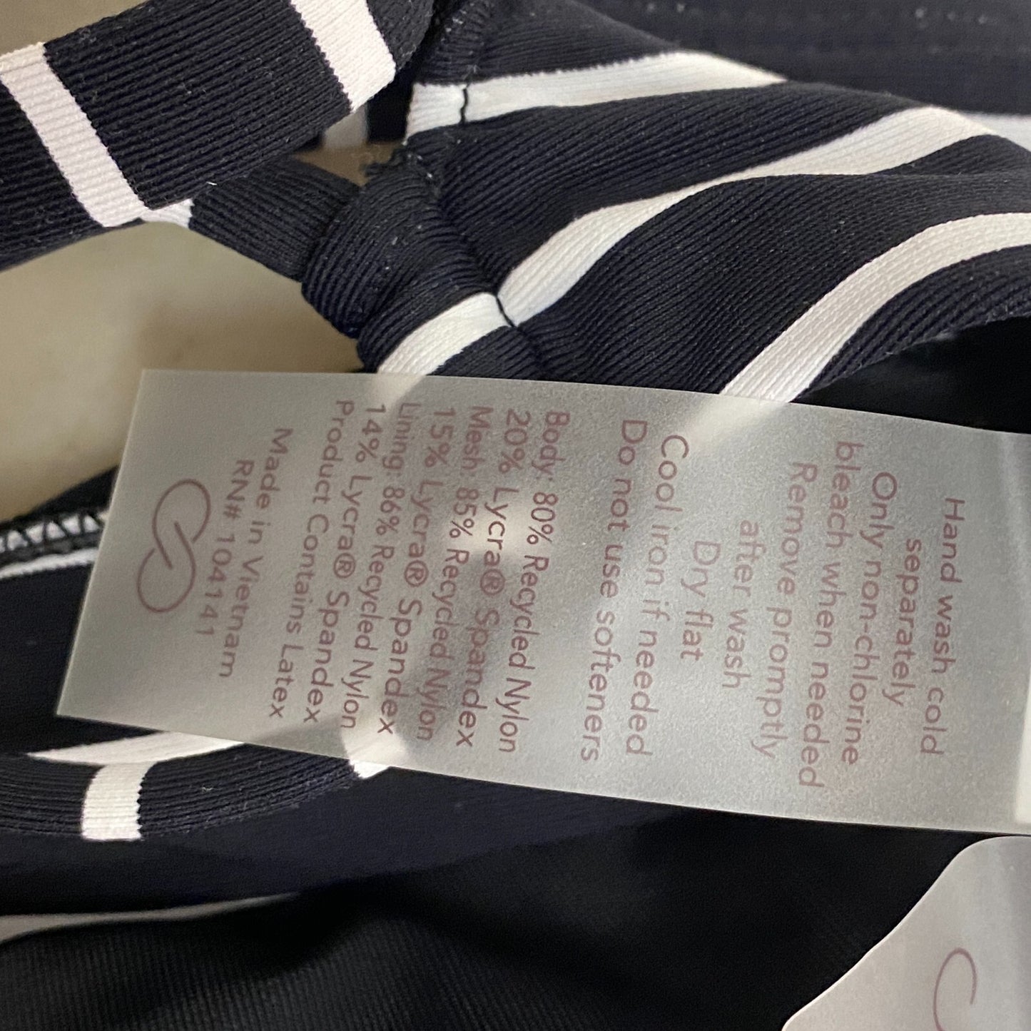 Calia Womens Triangle Strappy Tie Back Bikini Top Stripe Black/White WSA23201PRT