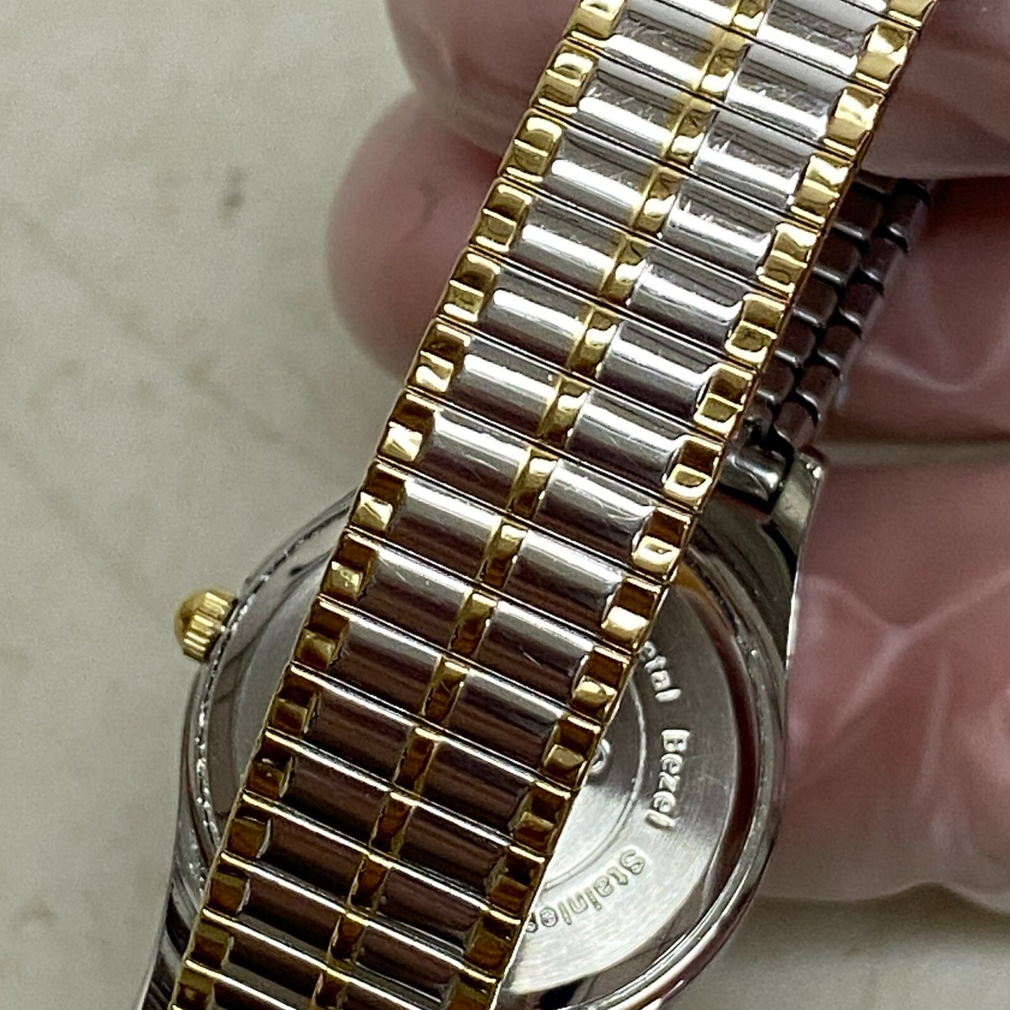 Armitron Watch Japan Quartz Women Dual Tone Gold Plated Stretch Steel 75/5420TTG