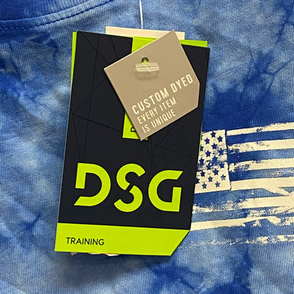 DSG Boy's Crystal Tie Dye Tee Blue Blaze CTD USA Flag Training DAB13106G