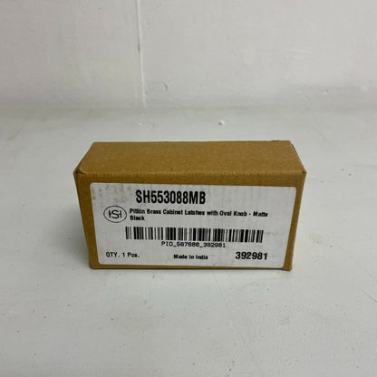 Signature Hardware Pitkin Brass Cabinet Latches with Oval Knob - Matte Black