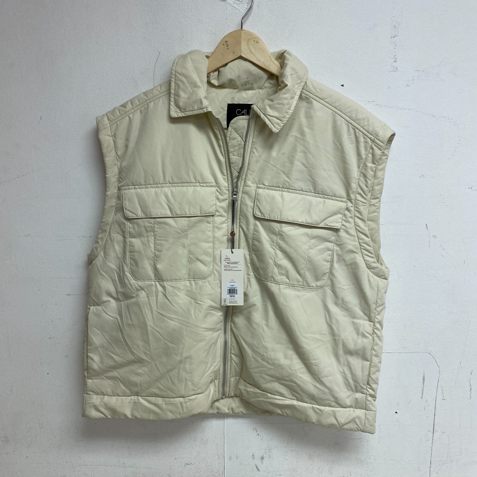 CALIA Womens Journey Fashion Zip Pocket Vest Light Sand Different Sizes WAX36035