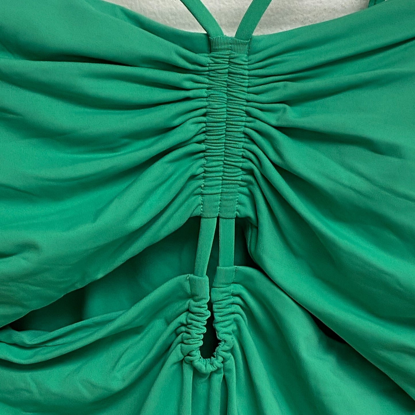 Calia Women's Swim Tummy Control Shirred Cut Out One Piece Swimsuit Green Glow