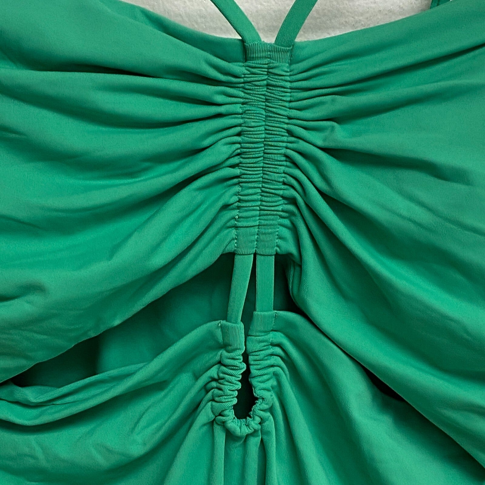 Calia Women's Swim Tummy Control Shirred Cut Out One Piece Swimsuit Green Glow