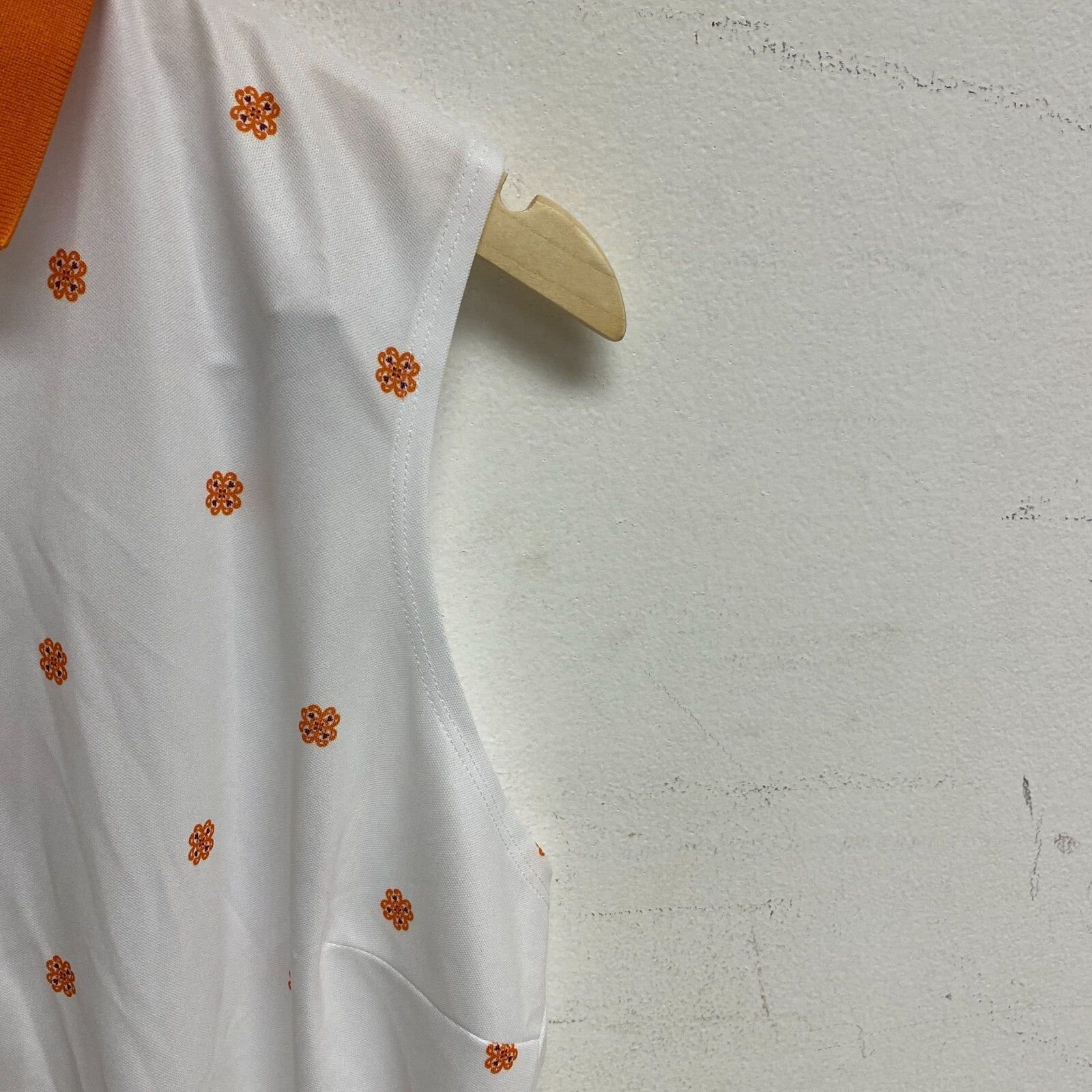 Lady Hagen women's PRNT Sleeves Ruffle Placket Polo White Scarf Print WGH11479