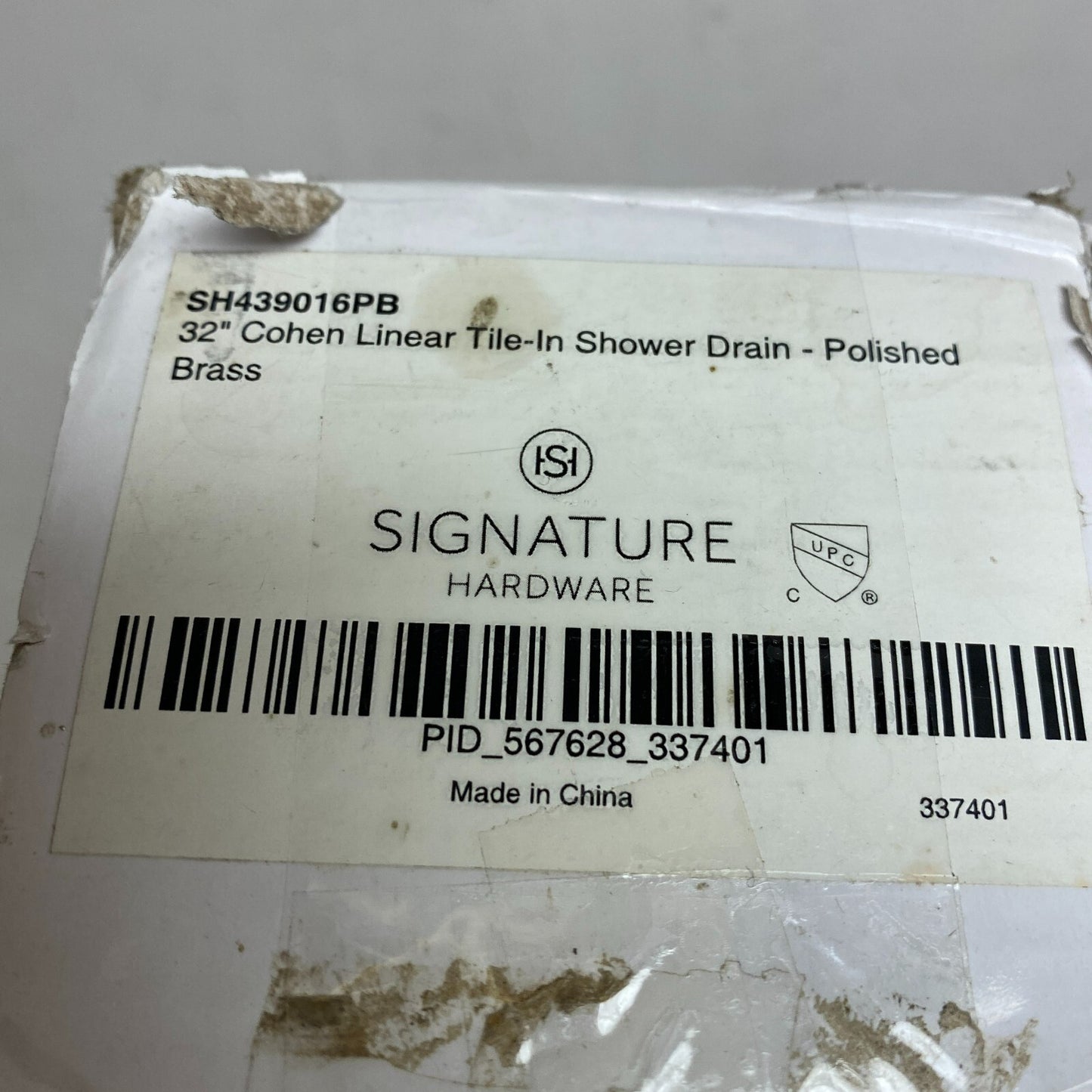 Signature Hardware 32" Cohen Linear Tile-In Shower Drain - Polished Brass