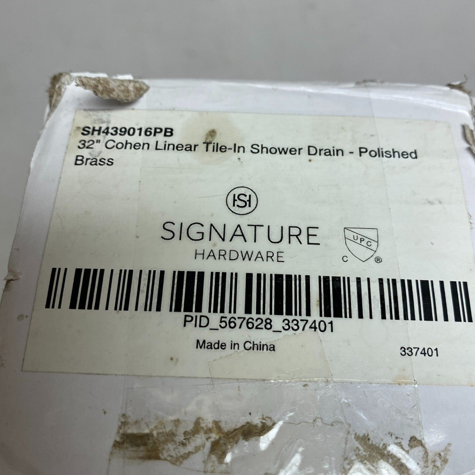 Signature Hardware 32" Cohen Linear Tile-In Shower Drain - Polished Brass