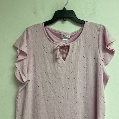 Stella Parker Women's Eyelet Flutter Sleeve Dress Size Large Color: Calm Pink