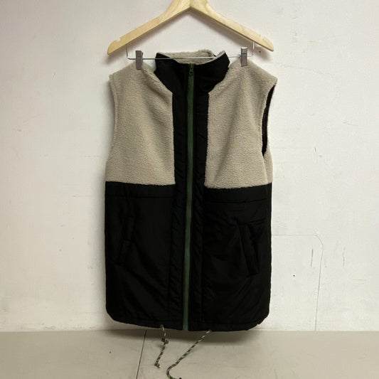 Only Women Cozy Soft Contrast Sherpa Collared Vest In Sand Size Small