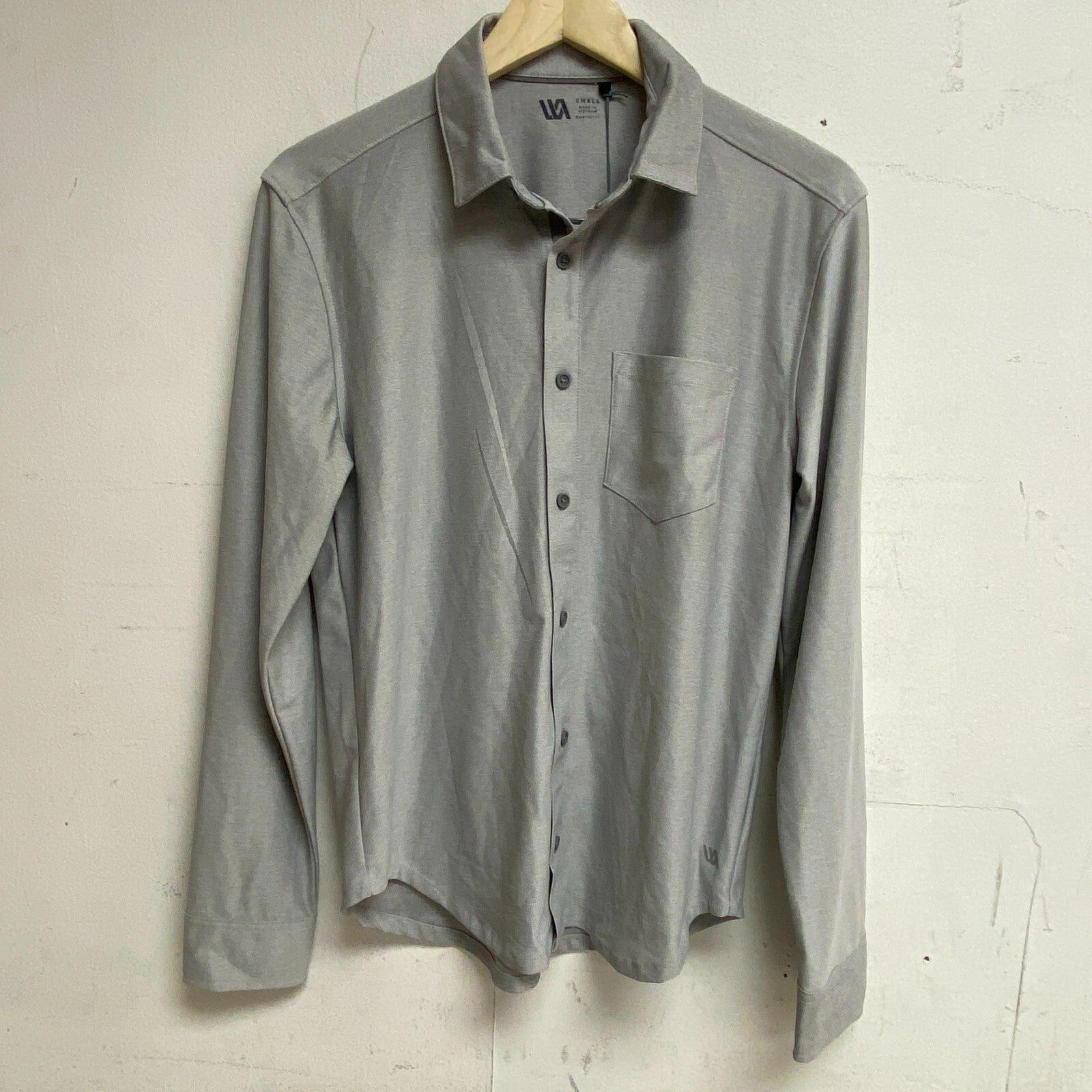 VRST Mens LS Button Down Shirt Silver Shadow Heather Collared MAX100322