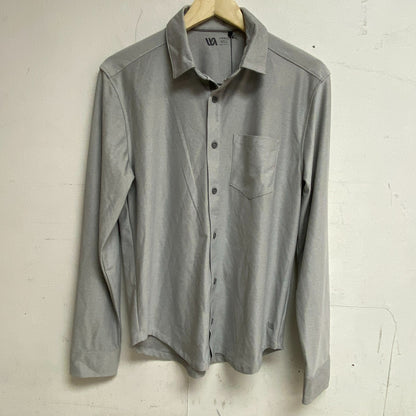 VRST Mens LS Button Down Shirt Silver Shadow Heather Collared MAX100322
