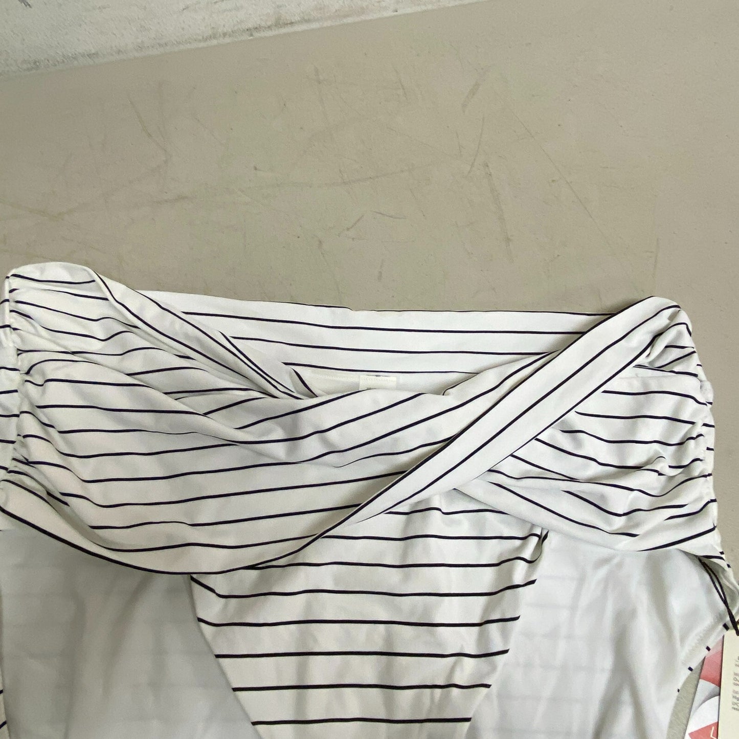 Calia Womens HR Twist Front Bottom Stripe White  Stylish Trendy WSA22401PRT