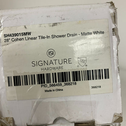 Signature Hardware 28" Cohen Linear Tile-In Shower Drain - Matte White