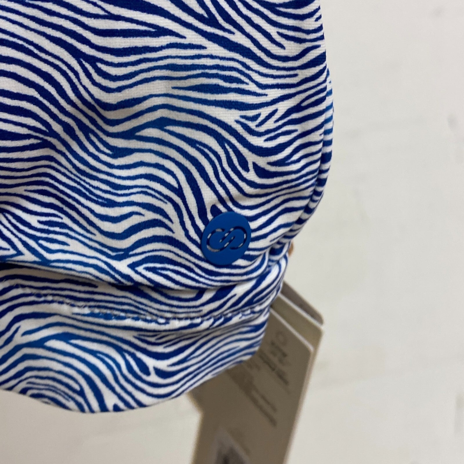 Calia Womens Ruched Front Cross Racerback Swim Top Wave Blue WSA23204PRT New!