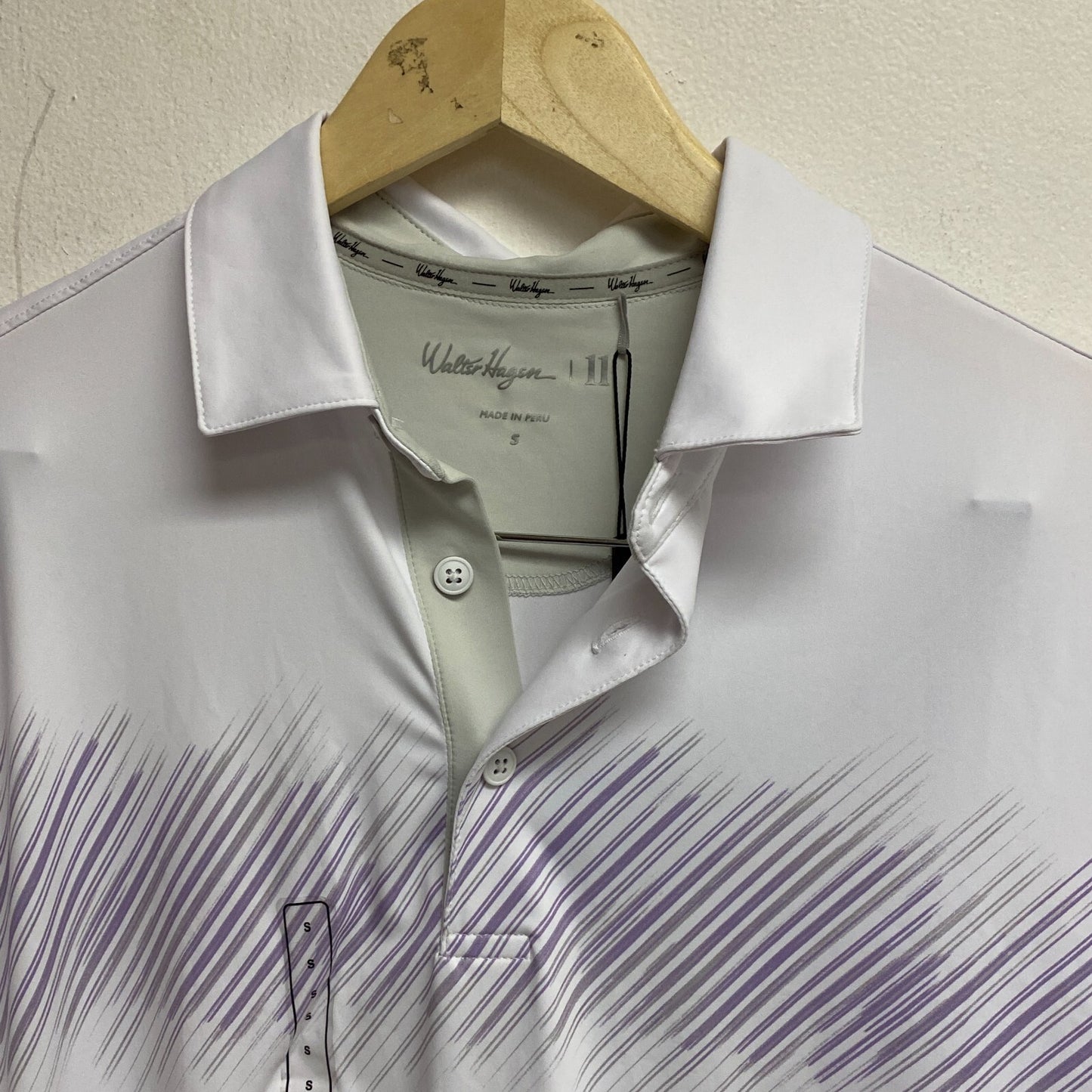 Walter Hagen Men's P11 Slash Chest Stripe Polo Slash Crisp White MGA11492