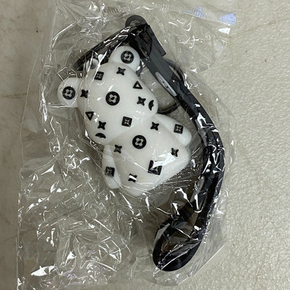 Assorted Louis Viton Silicone With White 3D Bear Keychain/Bag Charm/Car Ornament