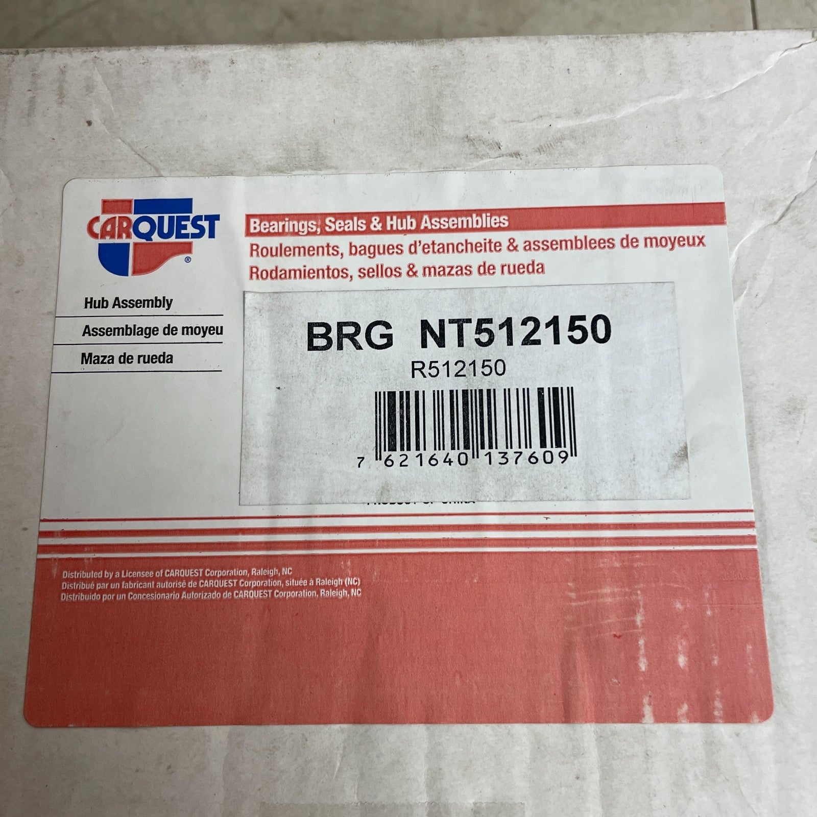 Carquest NT512150 Rear Wheel Hub & Bearing Assembly Steel Sealed OE Match