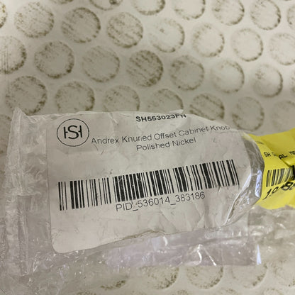 Signature Hardware Andrex Knurled Offset Cabinet Knob Polished Nickel SH553023PN