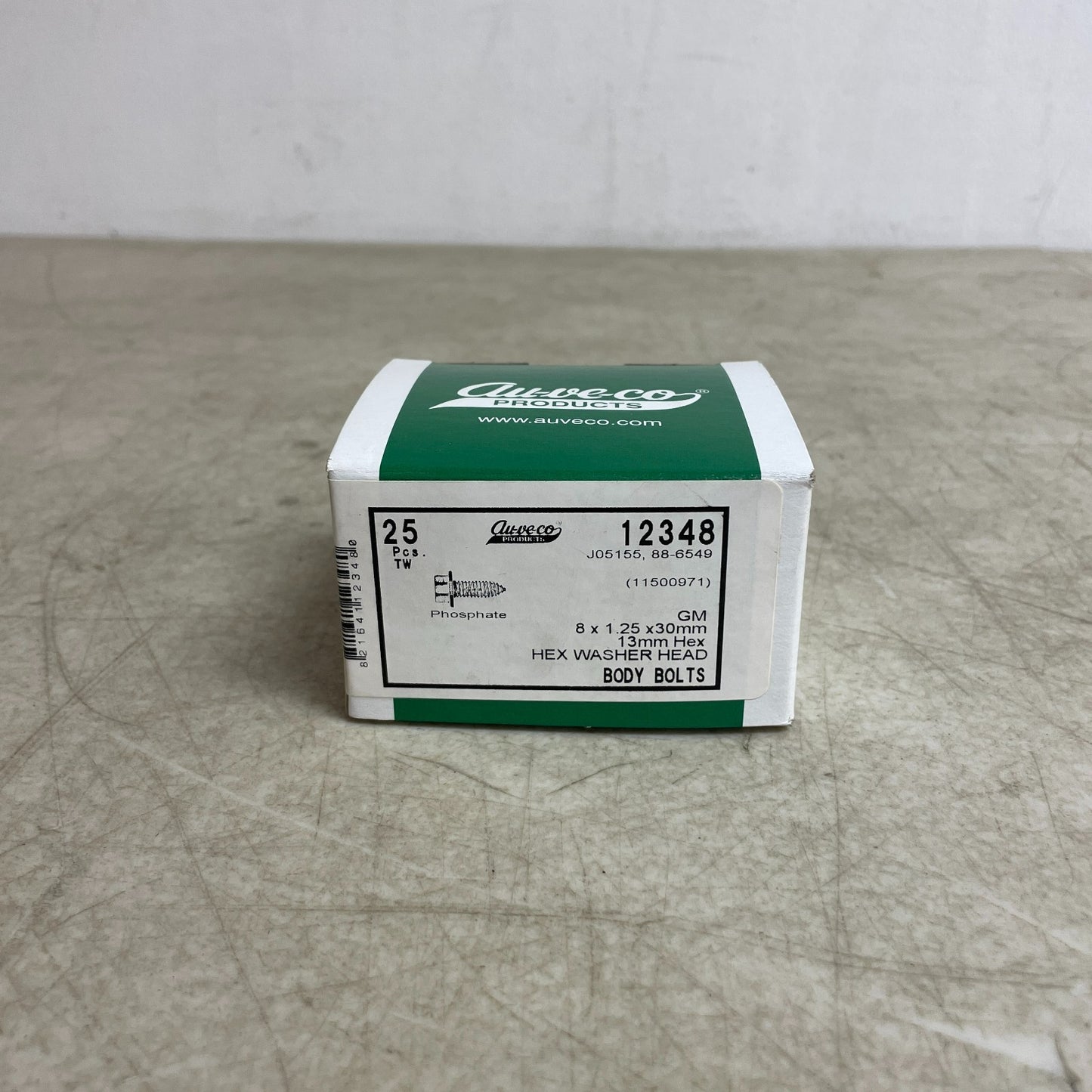 Auveco Hex Washer-Head Body Bolt M8×1.25×30 mm Phosphate-Coated 12348