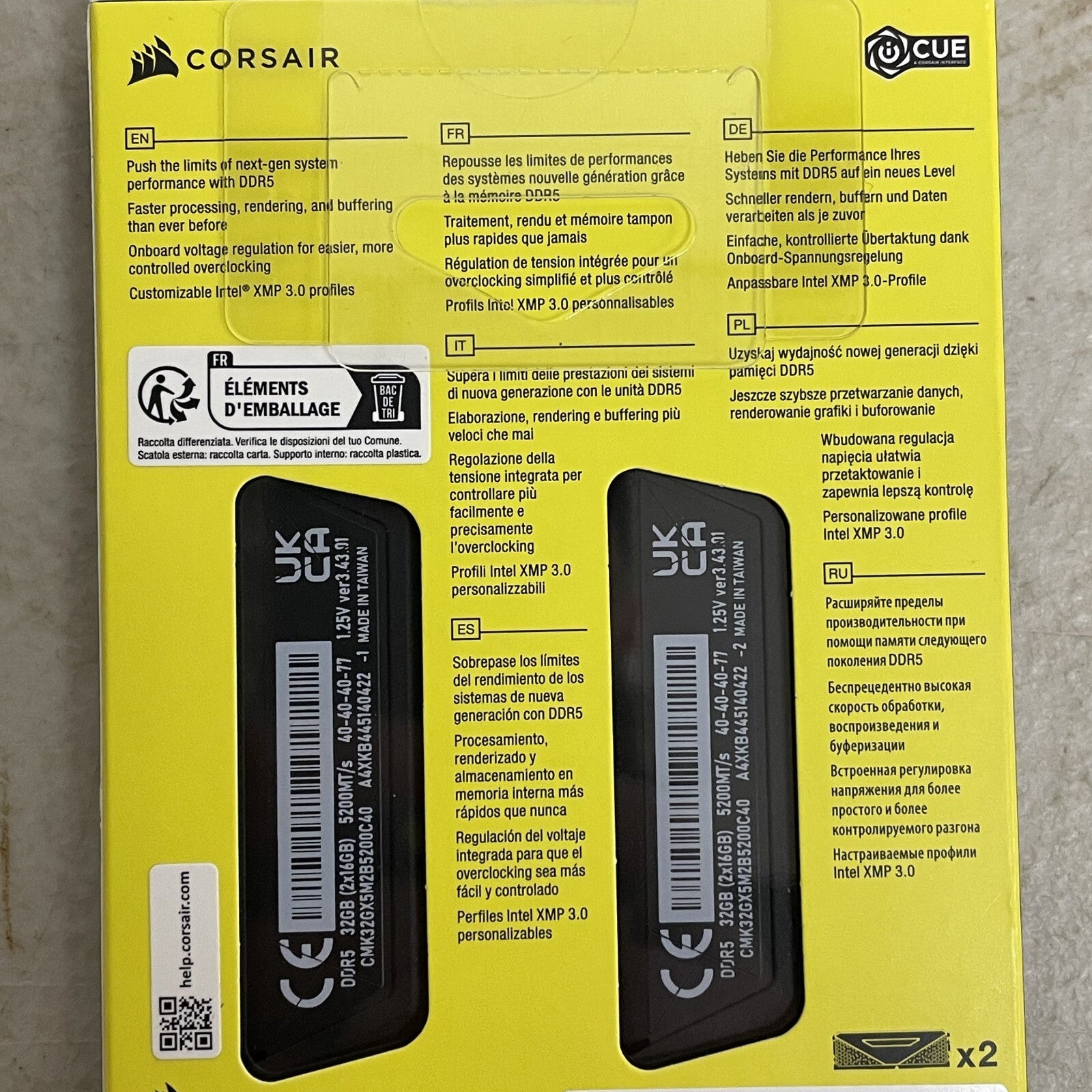 CORSAIR Vengeance 32GB (2 x 16GB) 288-Pin PC RAM DDR5 5200 (PC5 41600) Intel XMP