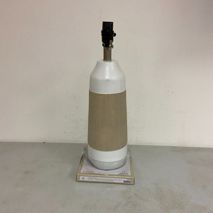 allen + roth Lamp Base White Finish with Natural Textured Wrap Detail 6in x 6in