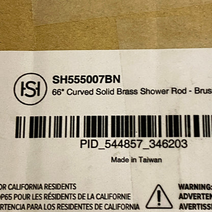 Signature Hardware 66" Curved Solid Brass Shower Rod - Brushed Nickel