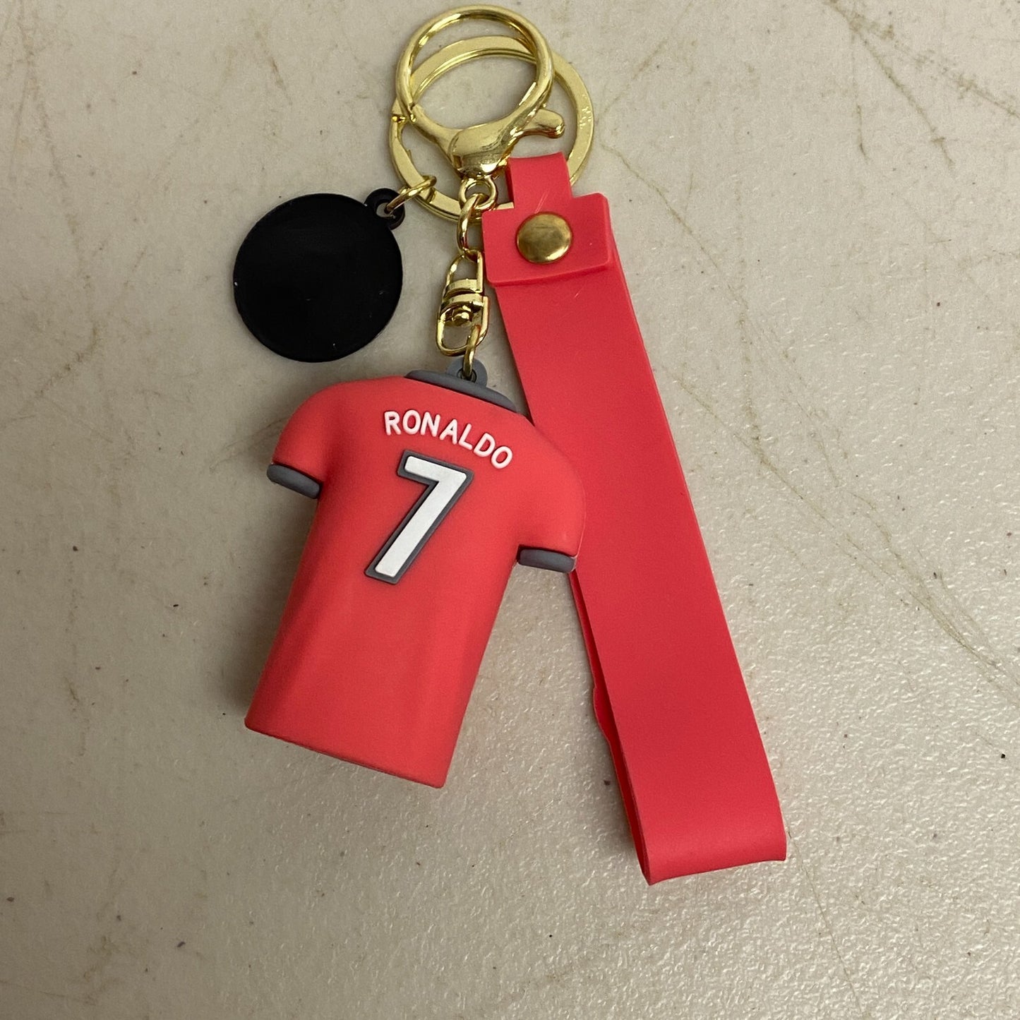 Assorted Silicone Soccer Keycahin with #7 Christiano Ronaldo Red Jersey Accesory