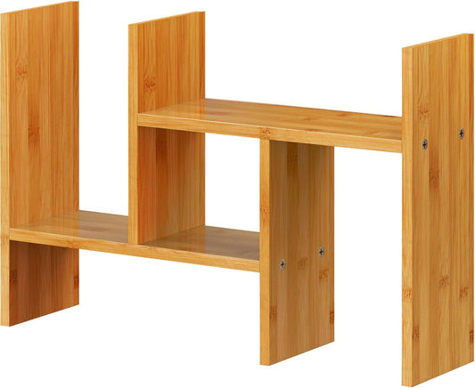 Pipishell Bamboo Desktop Shelf Organizer Natural Finish 24.4"L x 5.9"W x13.9"H