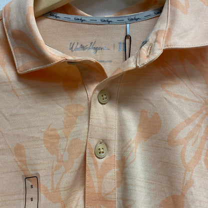 Walter Hagen Men's P11 Floral Pique Polo Relaxed Linear Floral Apricot MGA11507