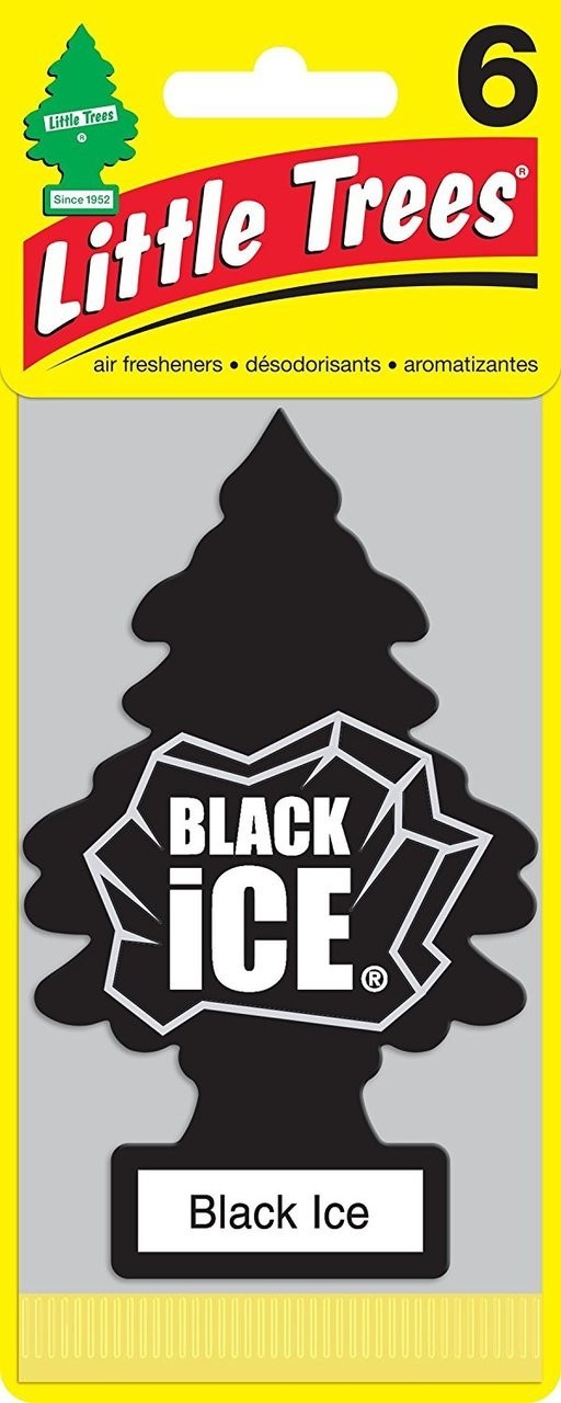 Little Trees Black Ice Hanging Car Air Freshener 6 Pack Set of 4 Long Lasting