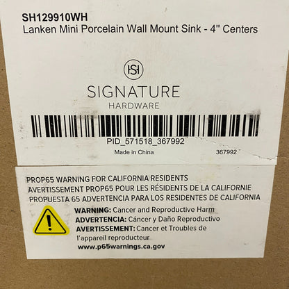 Signature Hardware 17″ Lanken Mini Porcelain Wall‑Mount Sink 4″ Center SH129910W