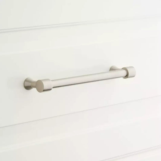 Signature Hardware Strasbourg 6″ Solid Brass Cabinet Pull Satin Nickel