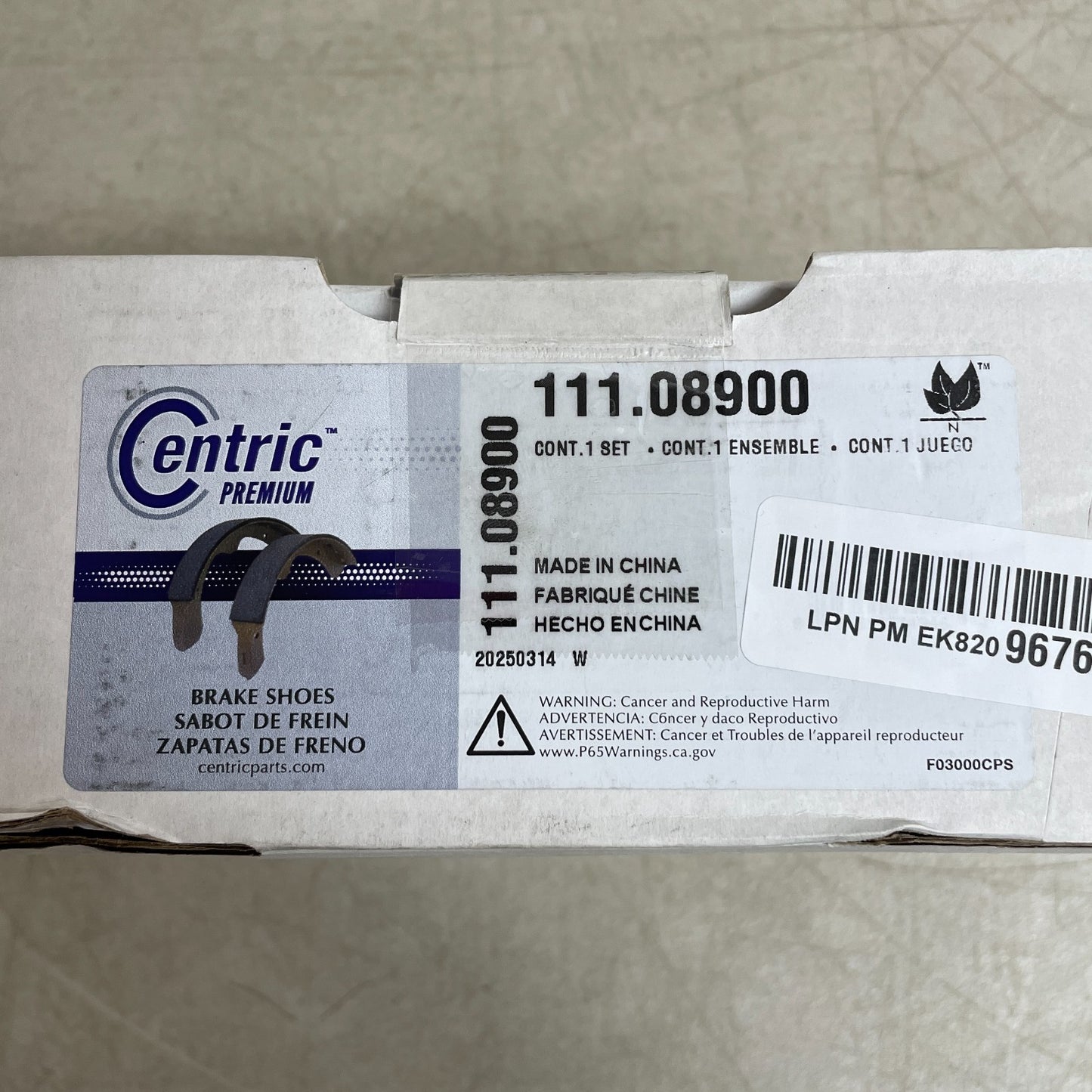 Centric 111.08900 Premium Rear Parking Brake Shoe Set for BMW Models OE Quality