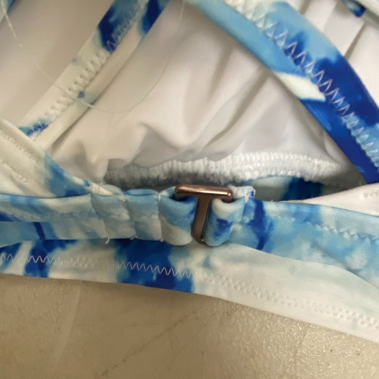 Calia Ruched Front Cross Back Top Floral Flourish Blue Bikini Top WSA22202PRT