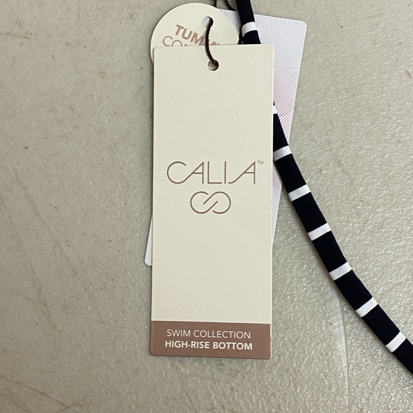 Calia Women's Shirred V Front Mid Rise Bottom Stripe Black WSA23415PRT New!