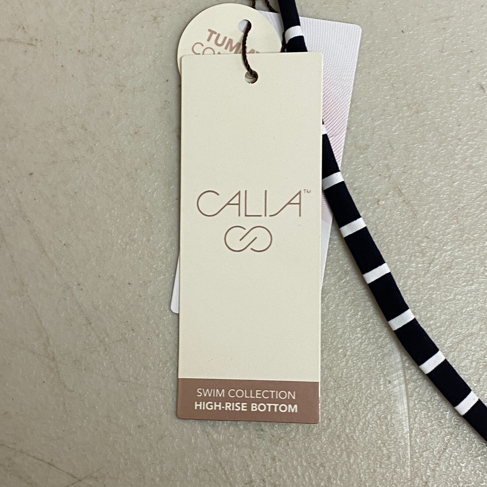 Calia Women's Shirred V Front Mid Rise Bottom Stripe Black WSA23415PRT New!