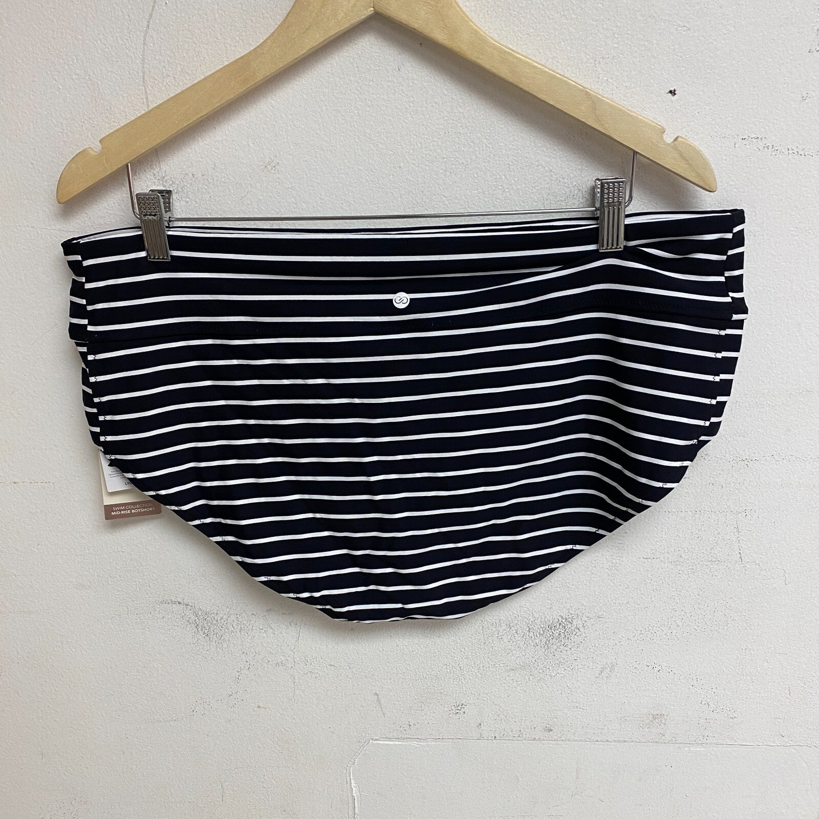 CALIA WOMENS SWIM Mid Rise BOY SHORT STRIPE BLACK WSA23500PRT Brand New!