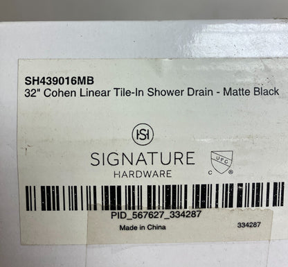 Signature Hardware 32" Cohen Linear Tile-In Shower Drain - Matte Black