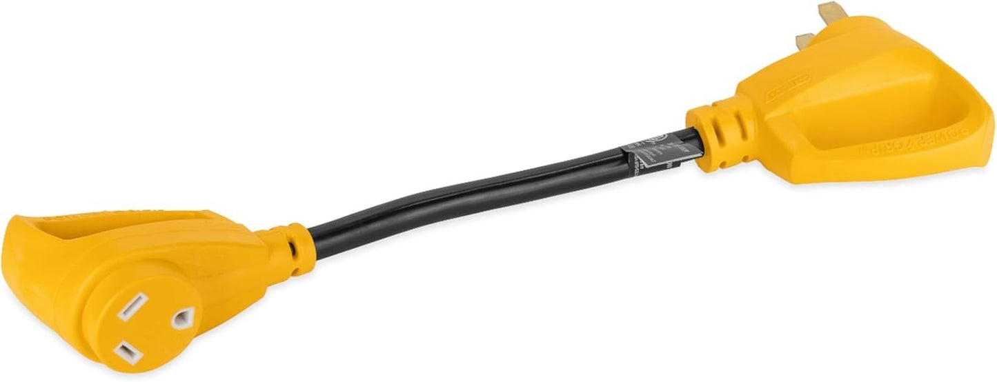 Camco 55175 PowerGrip Dogbone 18" 50A to 30A RV Electrical Adapter Heavy-Duty