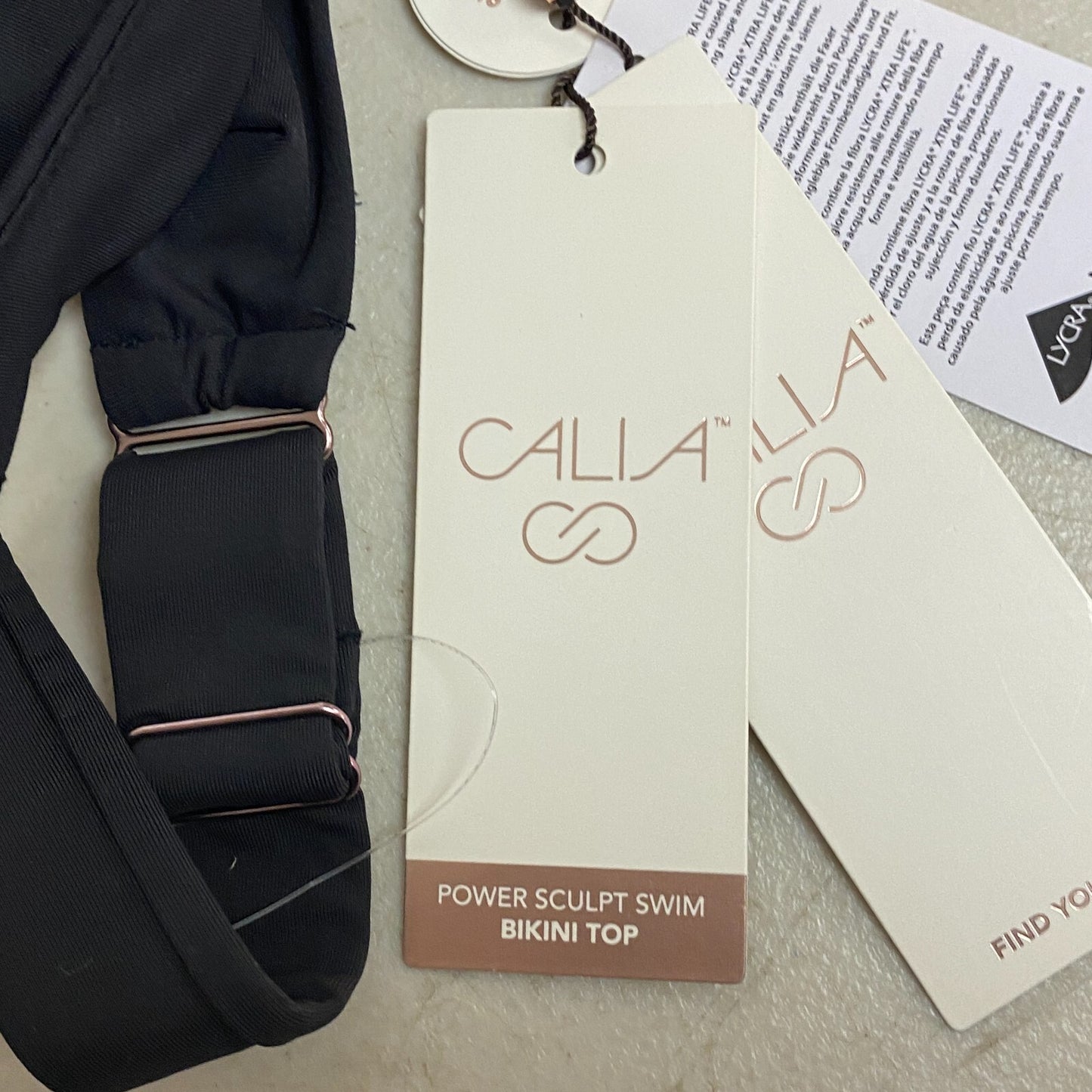 Calia Women's Swim Bikini Top Power Sculpt High Support Top Pure Black WSA22208